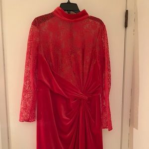 Tadashi Shoji lace red dress XL